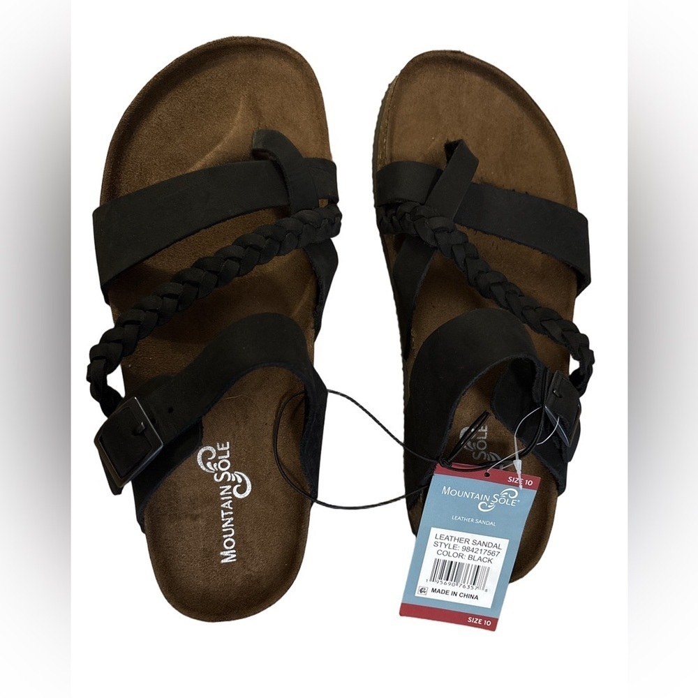 Mountain Sole Black Leather Sandals